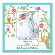 Stylish Aquamarine Custom Baby Announcement invitations