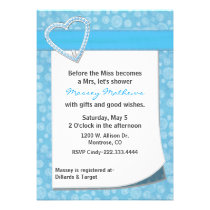 Stylish Aquamarine Heart Bridal Shower Invitation invitations