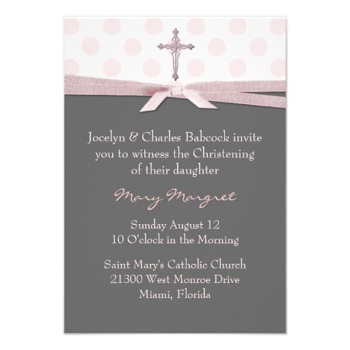 Stylish Baby Girl Christening Invitation