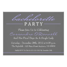 Stylish Bachelorette Party Invitations (Purple)