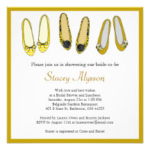 Stylish Ballet Flat Shoes Bridal Shower Invitation