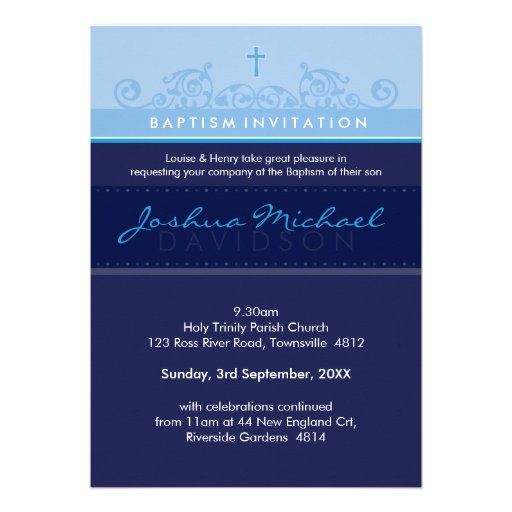 STYLISH BAPTISM INVITES :: elegant 5P