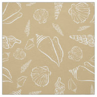 Stylish Beach Sand Sea Shells Pattern Fabric