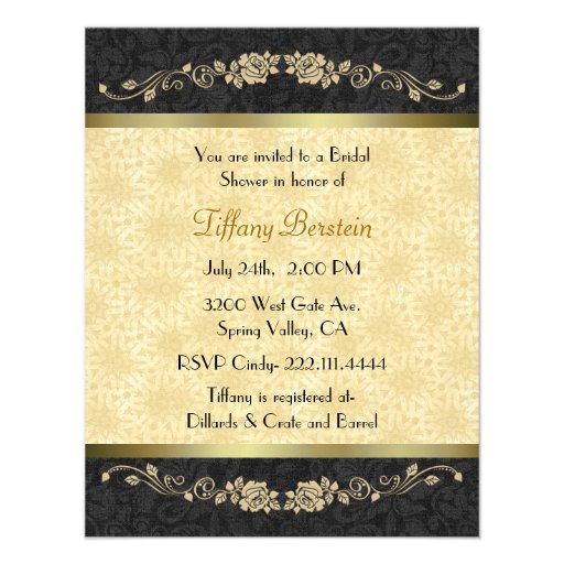 Stylish Black and Gold Bridal Shower Invites