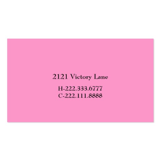 Stylish Black and Pink Floral Mommy Card Business Cards (back side)