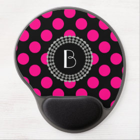 Stylish Black and Pink Polka Dots Pattern Gel Mouse Pad