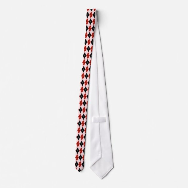 Stylish Black and Red Argyle Plaid Pattern Tie 3/3