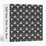 Stylish Black and White Damask Pattern. 3 Ring Binders