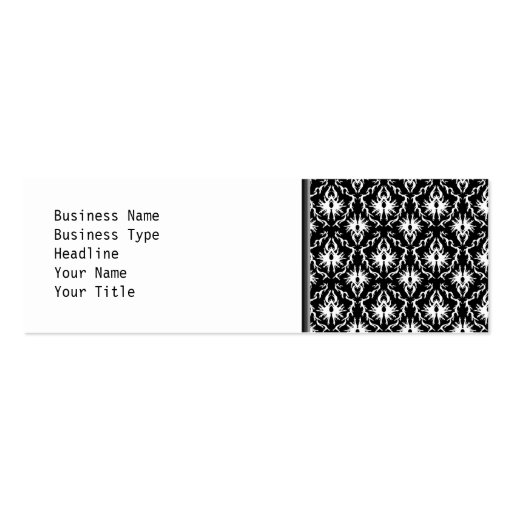 Stylish Black and White Damask Pattern. Business Card Templates