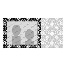 Stylish Black and White Damask Pattern. Picture Card