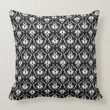 Stylish Black and White Damask Pattern. Pillow