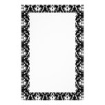 Stylish Black and White Damask Pattern. Personalized Stationery