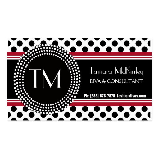 Stylish Black and White Modern PolkaDots Business Card Templates (front side)