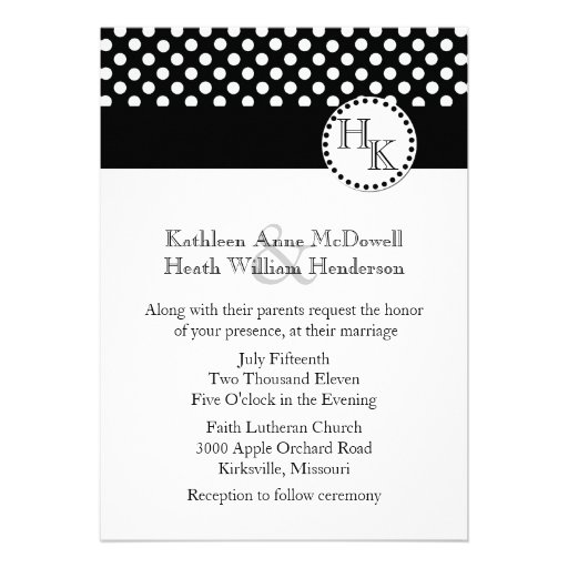 Stylish Black and White Monogram Wedding Invitation