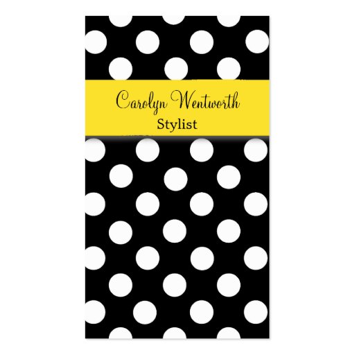 Stylish Black and White Polka Dot Business Card (front side)