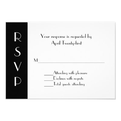 Stylish Black and White RSVP Response Card Custom Announcement
