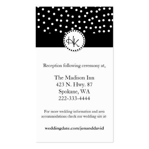 Stylish Black and White Wedding enclosure cards Business Cards (front side)
