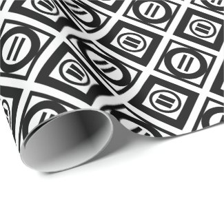 Stylish Black Geometric Pattern on White Wrapping Paper