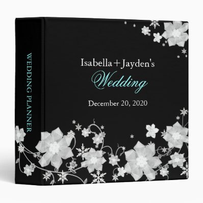 Stylish Black n White Winter Wedding Planner 3 Ring Binder