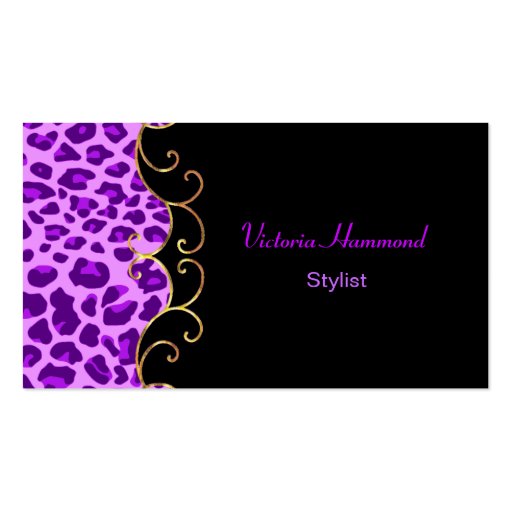 Stylish Black & Purple Jaguar Print Business Card
