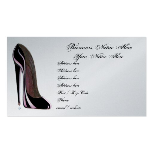 Stylish Black Shoe Business Card (front side)