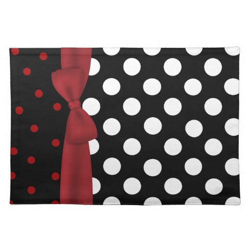 stylish-black-white-and-red-polka-dot-place-mat-zazzle