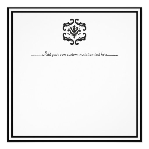 Stylish Black & White Damask Custom Invitations