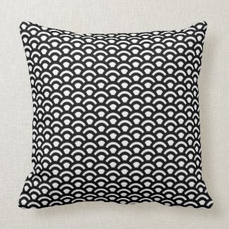 Stylish Black & White Fish Scale Decorator Pillow
