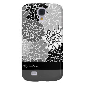 Stylish Black & White Floral Pattern Custom Samsung Galaxy S4 Cases