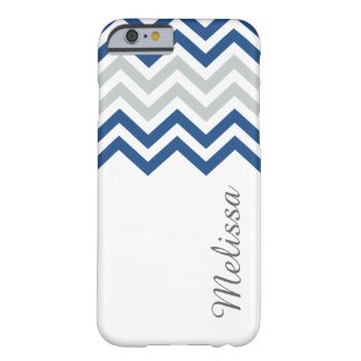 Stylish Blue And Gray Chevron Pattern Personalized Barely There iPhone 6 Case