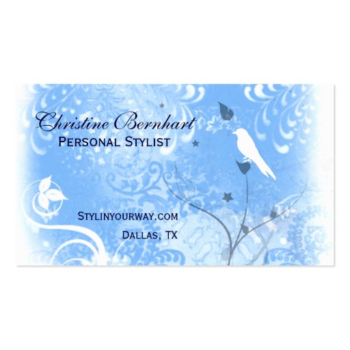 Stylish Blue and White Flourish Business Card