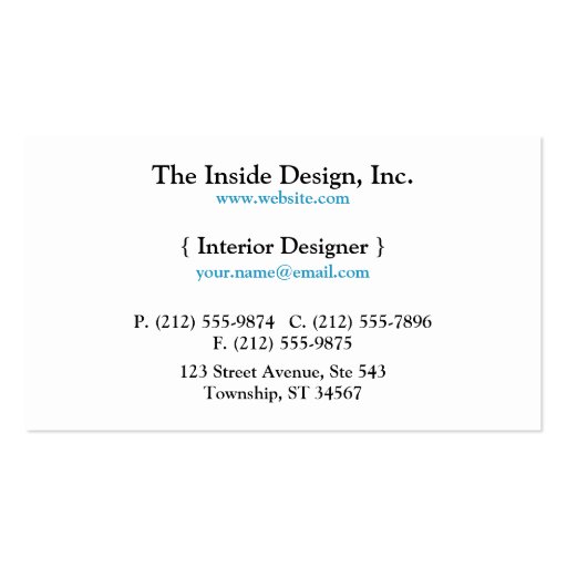 Stylish Blue Chevron Business Cards (back side)