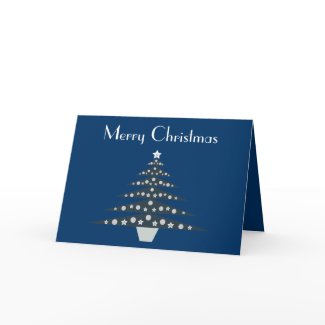 Stylish Blue Christmas Tree Greeting Card card