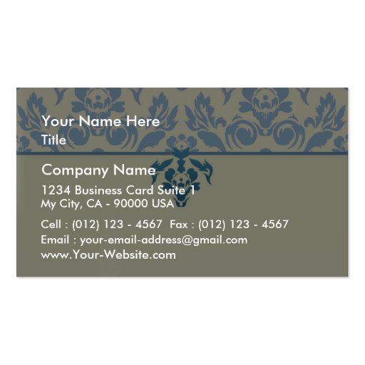 Stylish blue floral wedding gift business card (front side)