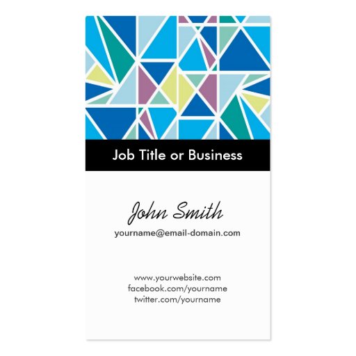 Stylish Blue Graphic Abstract Diamond Pattern Business Card Templates (front side)