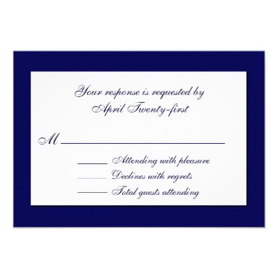 Stylish Blue & White Wedding RSVP Card Personalized Announcements