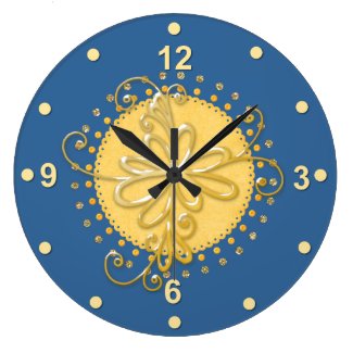 Stylish Blue & Yellow Wall Clock