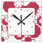 Stylish Bold Pink Mod Flowers Wall Clock