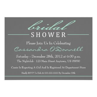 Stylish Bridal Shower Invitations (Green)