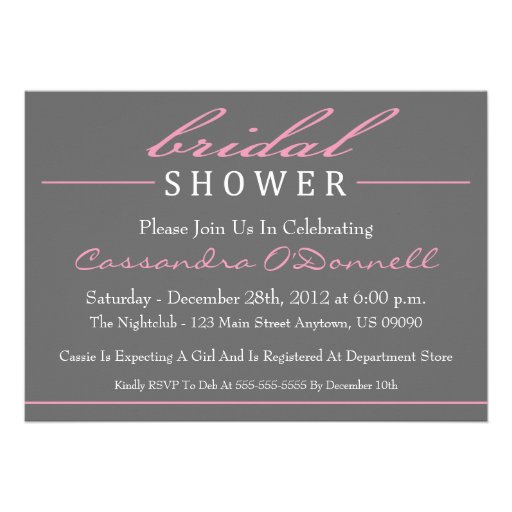 Stylish Bridal Shower Invitations (Pink)