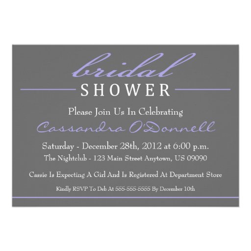 Stylish Bridal Shower Invitations (Purple)