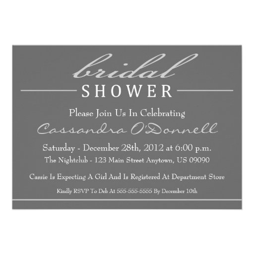 Stylish Bridal Shower Invitations (Silver)