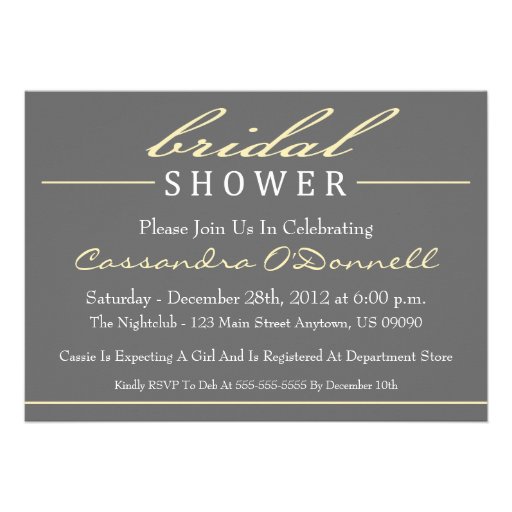 Stylish Bridal Shower Invitations (Yellow)