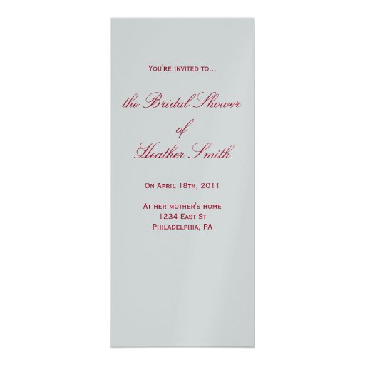 Stylish Bride Deep Red Bridal Shower Invitation