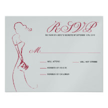 Stylish Bride Deep Red RSVP Card Custom Announcements