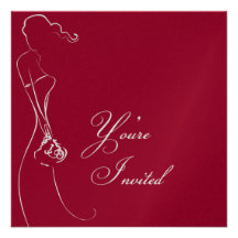 Stylish Bride Deep Red Wedding Invitation
