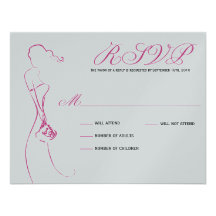 Stylish Bride Fuschia RSVP Card Invitations