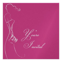 Stylish Bride Fuschia Wedding Invitation