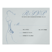 Stylish Bride Periwinkle RSVP Card Invitation
