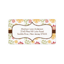 Stylish Brown Fall Flowers Return Address Labels.